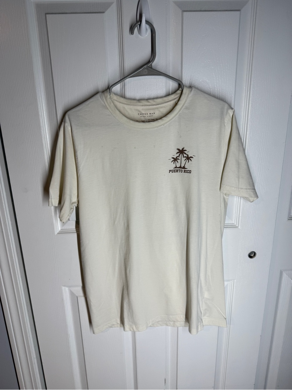 Cactus Cream Short Sleeve Tee with Brown Palm Graphic